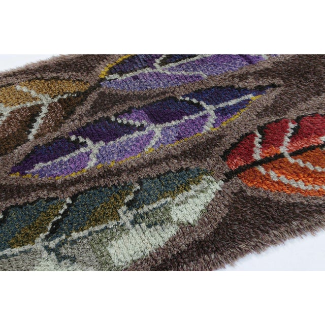 Rug & Kilim Vintage Swedish Rya Runner With Botanical Leaf and Plume Motifs - Rug & Kilim For Sale - Image 4 of 8
