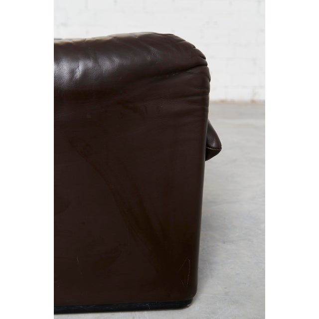 Brown Set of Leather Maralunga Lounge Chair and Ottoman by Vico Magistretti for Cassina, 1980s For Sale - Image 8 of 18