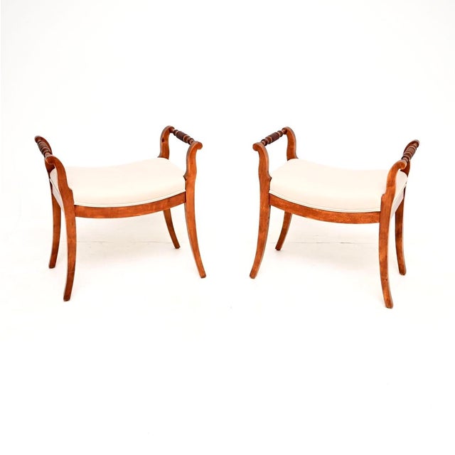 Antique Swedish Satin Birch Biedermeier Stools, 1880, Set of 2 For Sale - Image 9 of 9