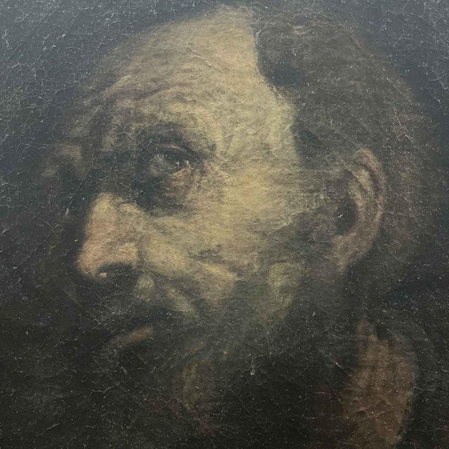 Saint Peter and the Rooster, a 17th-century oil painting on canvas restretched with a new stretcher. The painting was...