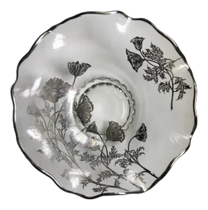 1950s Wildflower Bouquet Silver Overlay Decorative Fruit Bowl