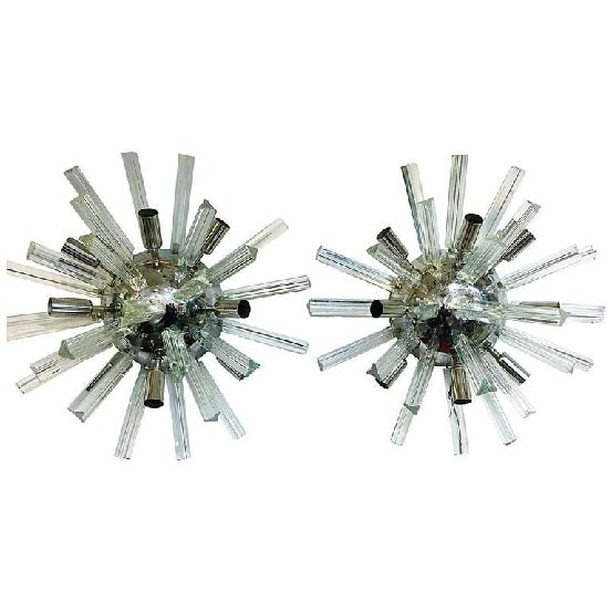 Great pair of Italian chrome and Murano glass spoke sconces. Perfect high end design for your modern interior. These are...