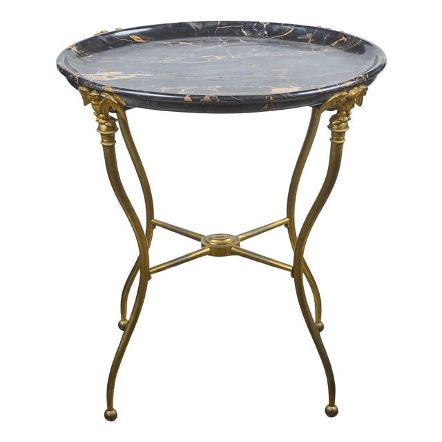 French 2nd Empire Gilded Marble Tray Table For Sale