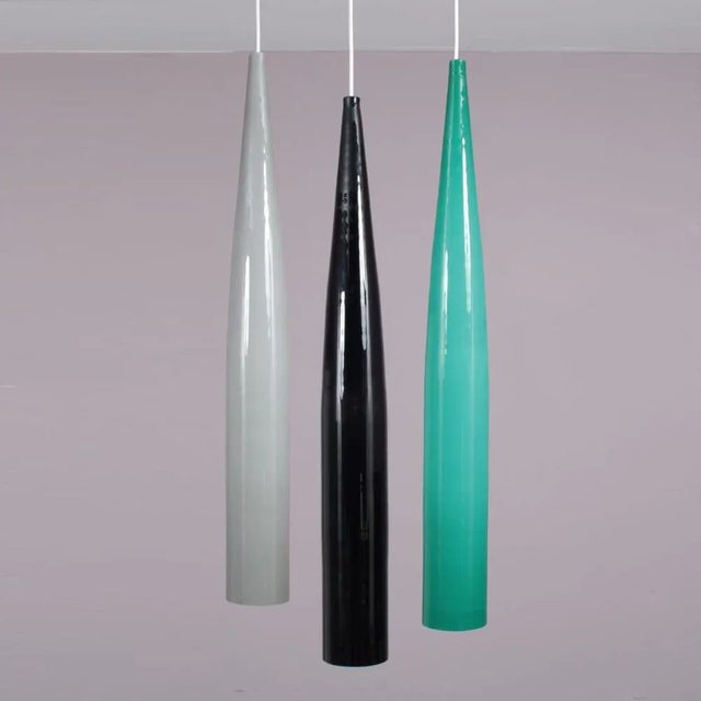 Vintage Italian Hanging Lamp in Black Glass by Alessandro Pianon for Vistosi, 1960 For Sale - Image 5 of 6