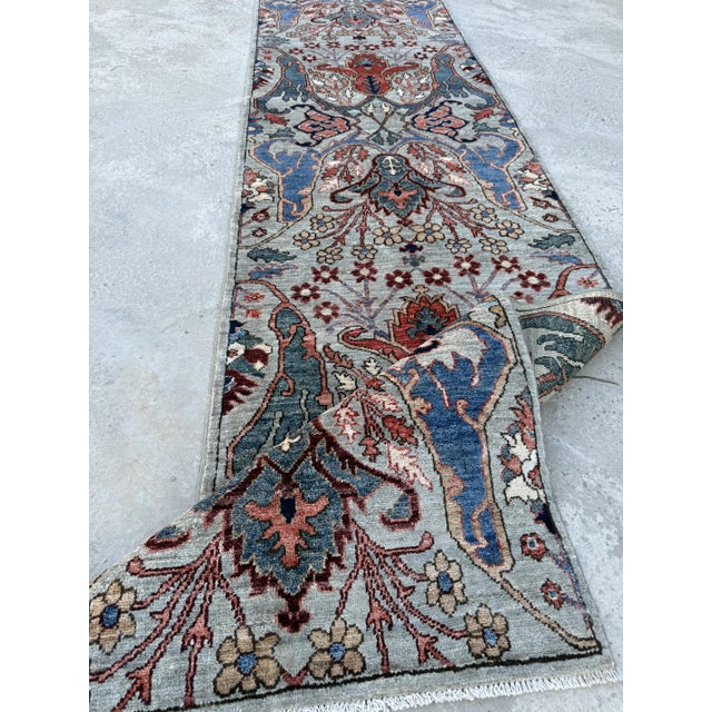Textile Persian Bidjar Design Hand Knotted Palmette Runner Rug, 02'10 X 10'03 For Sale - Image 7 of 10
