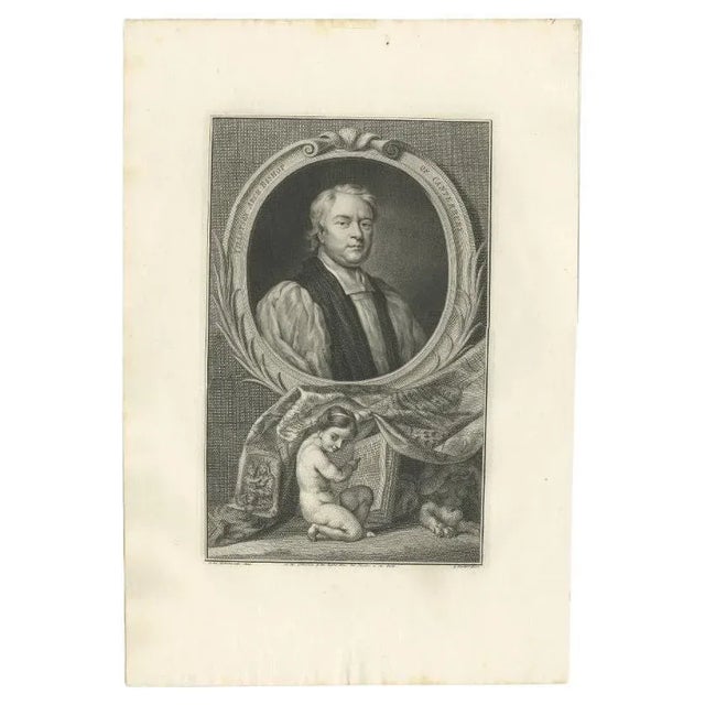 Antique portrait titled 'Tillotson Arch Bishop of Canterbury'. Old portrait of John Tillotson. John Tillotson (October...