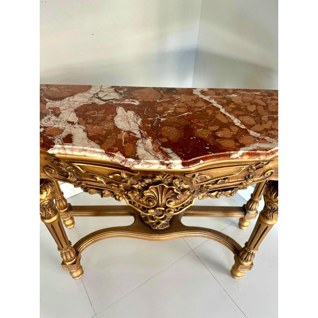 Stone French Style Console Table – Multicolor Marble Top For Sale - Image 7 of 10