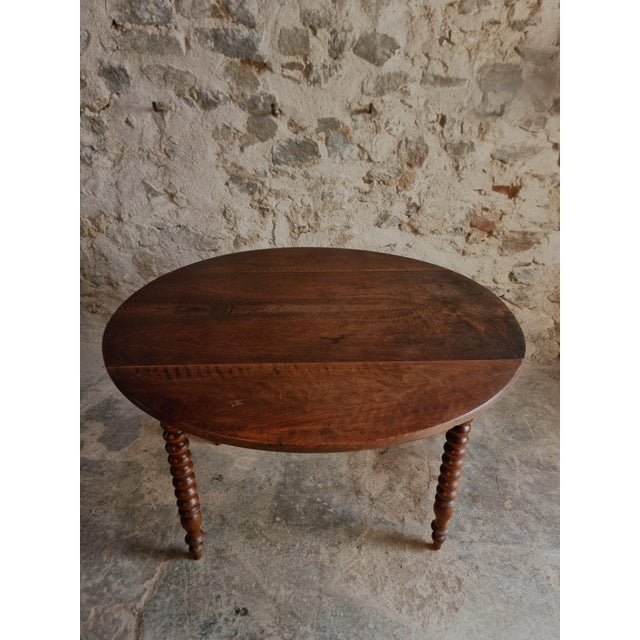 Antique French Walnut Drop-Leaf Round Table, 1890s For Sale - Image 16 of 18