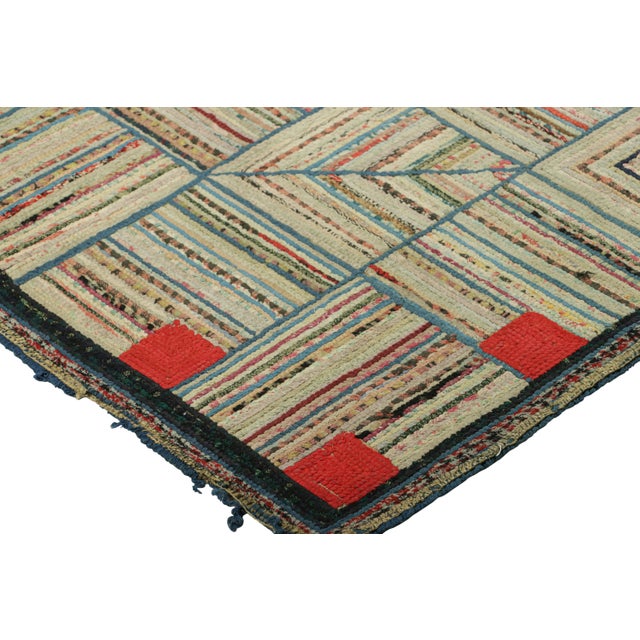 Antique Hooked Rug With Polychromatic Geometric Patterns From Rug & Kilim For Sale In New York - Image 6 of 8