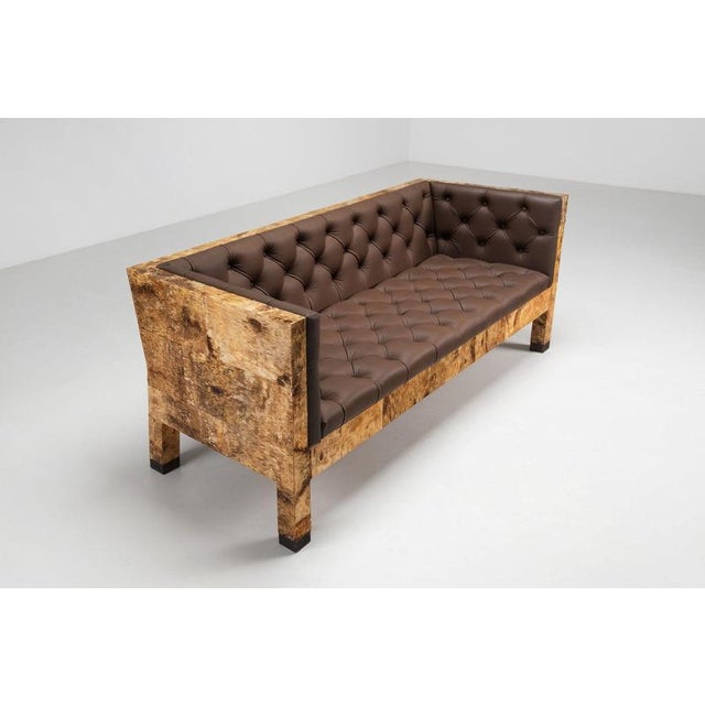 Sculptural Birchwood Sofa in Birch Bark and Leather from Werner Neumann, the Netherlands, 2010 For Sale - Image 6 of 18