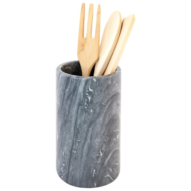 Grey Bardiglio Marble Utensil Holder For Sale - Image 11 of 11