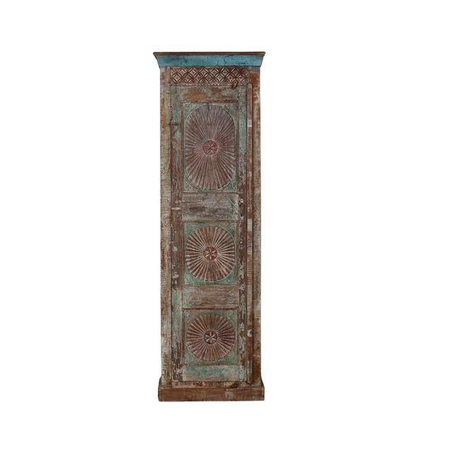 2020s Armoire Constructed From an Antique Indian Painted Teakwood Door and Elements For Sale - Image 5 of 7