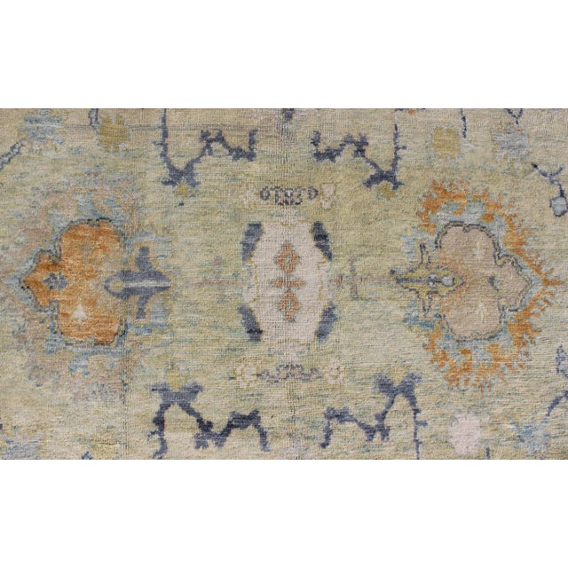 Long Oushak Rug in Light Green by Keivan Woven Arts 10'9 X 16' For Sale - Image 9 of 10