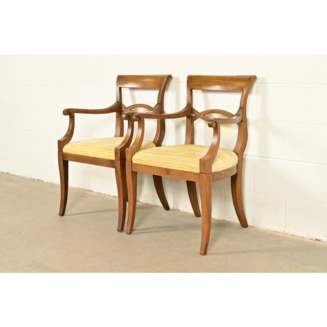 English Kindel Furniture Style Regency Carved Walnut Armchairs, Pair For Sale - Image 3 of 15
