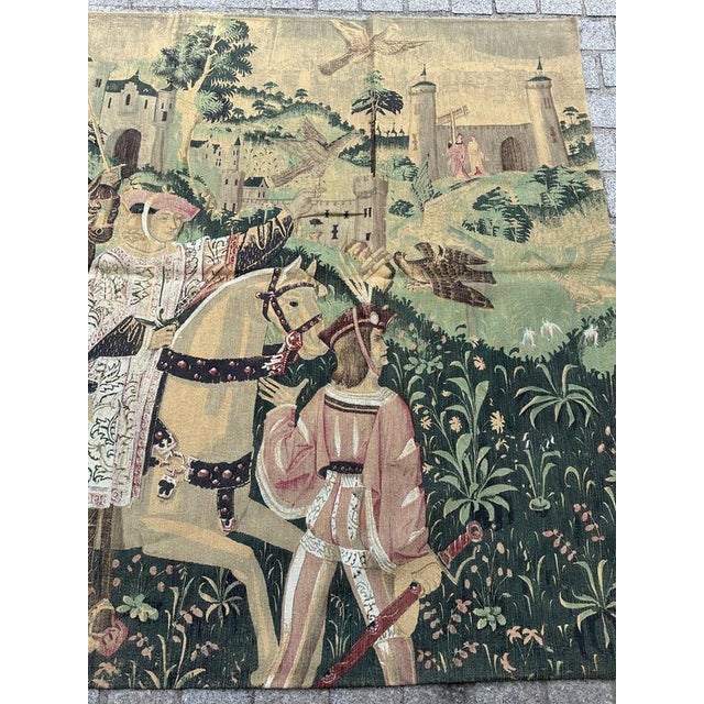 Discover the elegance of this mid-century French silk screen-printed by hand tapestry featuring the exquisite design of...