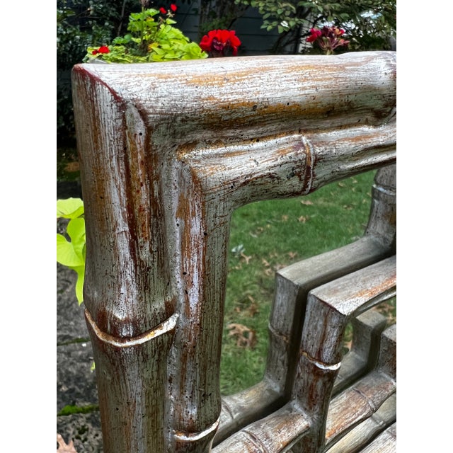 Gold Mid-Century Chinoiserie Giltwood Faux Bamboo Large Mirror For Sale - Image 8 of 8