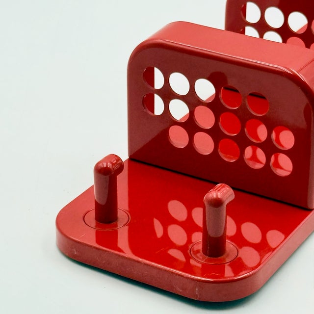 Red Wall Organizer with Mirror by Makio Hasuike for Gedy, Italy, 1970s For Sale - Image 10 of 18