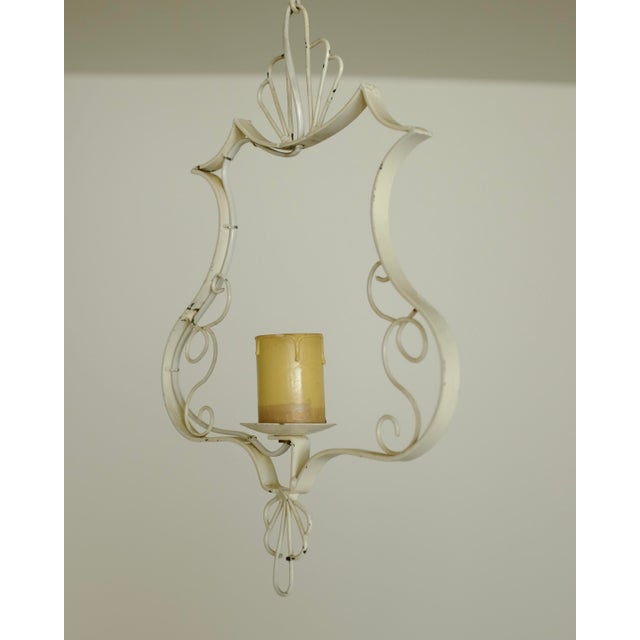 Mid-Century Modern 1950s White Painted Metal Pendant For Sale - Image 3 of 10