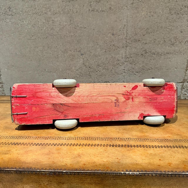 Red Mid-Century Scandinavian Modern Brio Wooden Toy Bus Sweden For Sale - Image 8 of 9