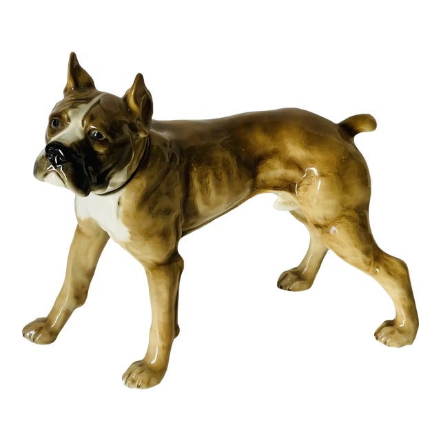 1930s Glazed Porcelain Dog Sculpture For Sale