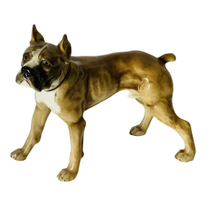 1930s Glazed Porcelain Dog Sculpture