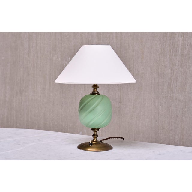 Table Lamp in Brass & Glazed Ceramic by Bertil Brisborg for Nordiska Kompaniet, 1940s For Sale - Image 9 of 10