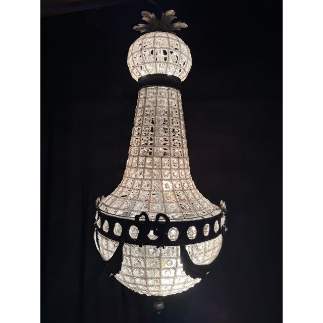1970 French Charcoal Bronze Crystal Chandelier 1pc For Sale - Image 13 of 15