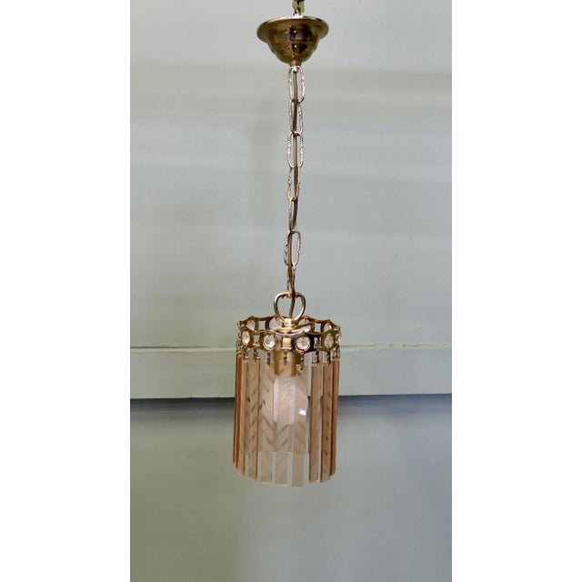 French Art Deco Etched Glass Ceiling Pendants, 1925, Set of 2 For Sale - Image 6 of 8