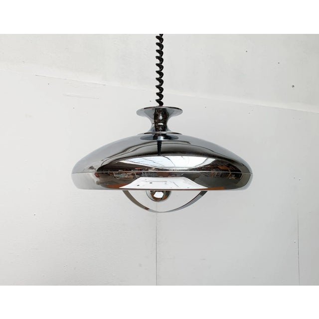 Mid-Century Italian Space Age Ufo Pendant Lamp, in Very Good conditions. Designed 1960 to 1969 I have official proof of...