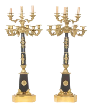 French Gilt Bronze Torchieres / Candelabras