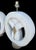 Mid-Century Modern Vintage Large Round Plaster Modern Circular Diamond White Gold Table Lamps- a Pair For Sale - Image 3 of 8