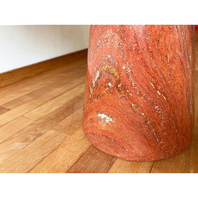 Postmodern Travertine Salmon Dining Table with Pedestal Base by Angelo Mangiarotti, 1980s For Sale - Image 13 of 17