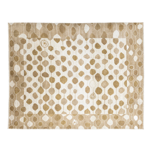 Authentic Hand-Knotted Turkish Oushak Rug – Natural Undyed Wool in Modern Geometric Pattern