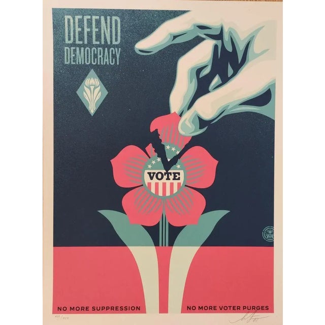 Shepard Fairey (Obey), Defend Democracy, Signed Screenprint For Sale - Image 8 of 8