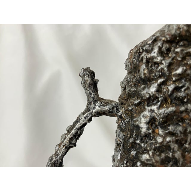 Black Brutalist Hand-Forged Iron Vase For Sale - Image 8 of 8