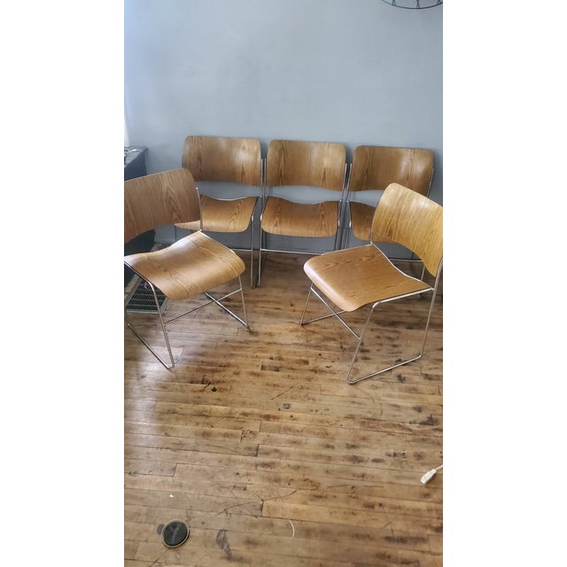 Modern 1970s David Rowland 40/40 Birch Stacking Chair Lot For Sale - Image 3 of 12