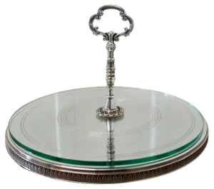 French Silver Plated and Glass Cake Stand, 1960s