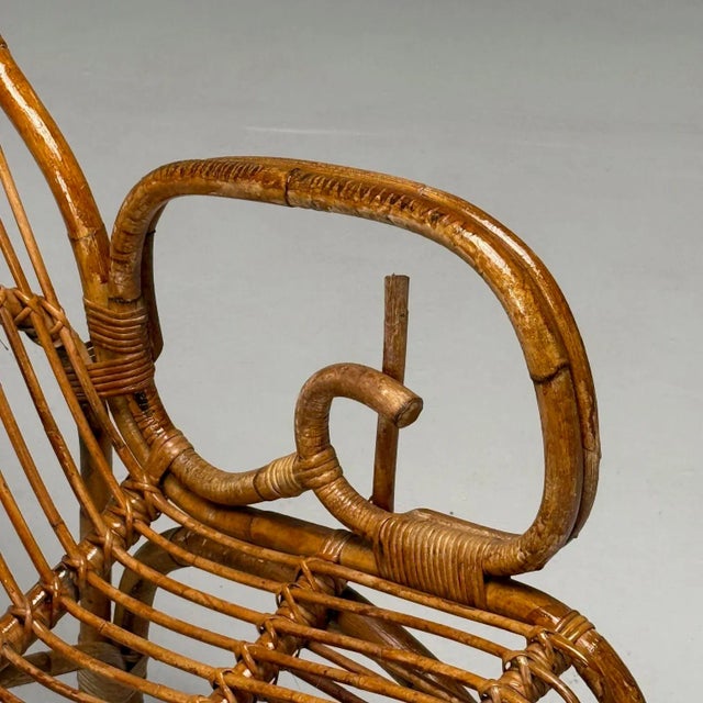 Italian Mid-Century Modern, Armchair, Rattan, Cane, Bamboo, Italy, 1960s For Sale - Image 10 of 10