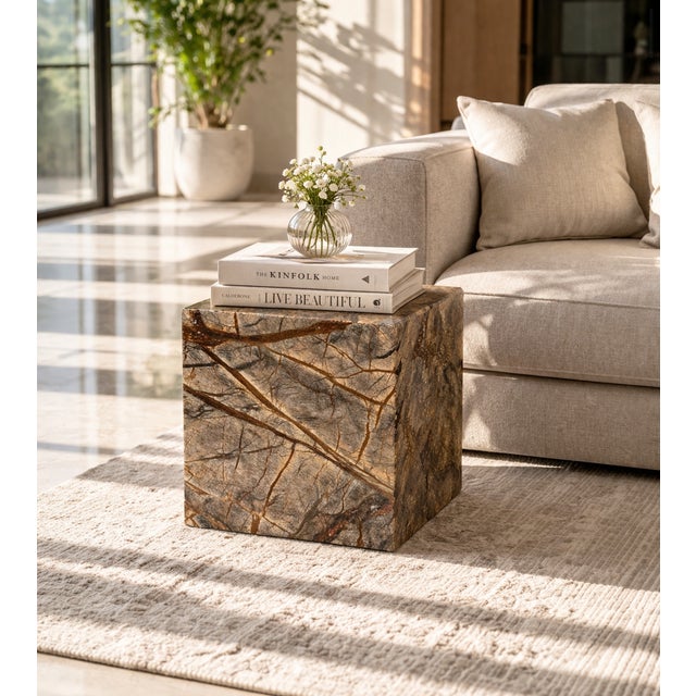 Early 21st Century Marble Cube in Forest Brown by Andrea Grasso For Sale - Image 5 of 7