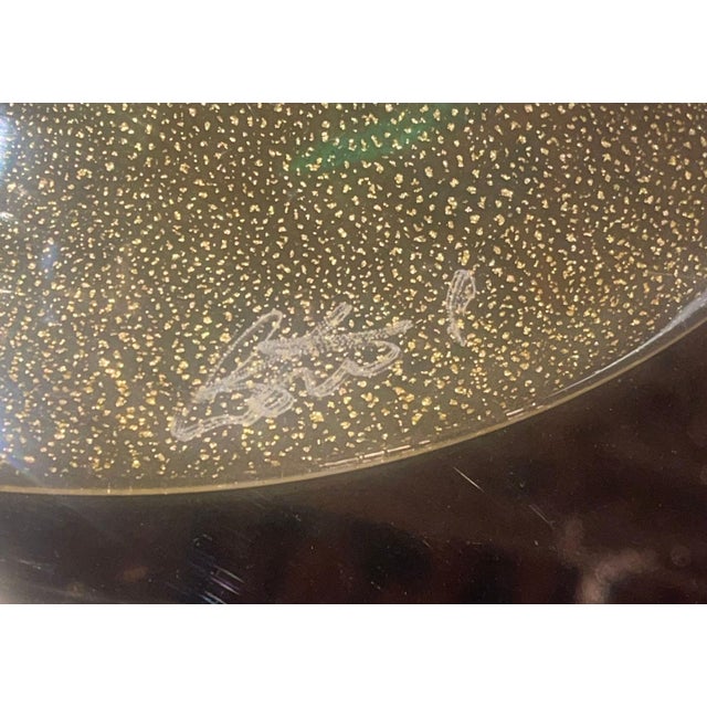 Dark Amethyst Murano Glass & Gold Fleck Glass Compote. Signed by Camozzo. For Sale - Image 10 of 10