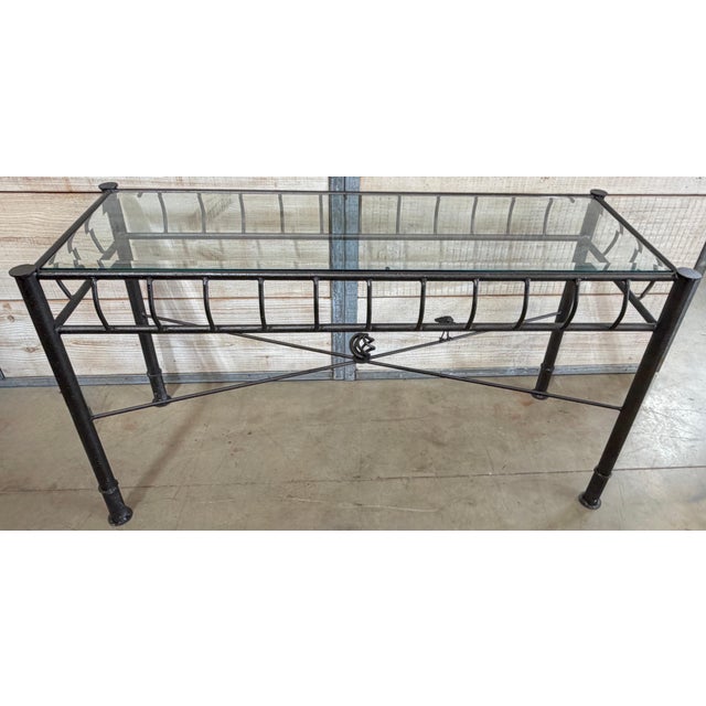 Ilana Goor Forged Iron & Beveled Glass Console Table, Israel/USA, Circa 1980s For Sale - Image 4 of 14