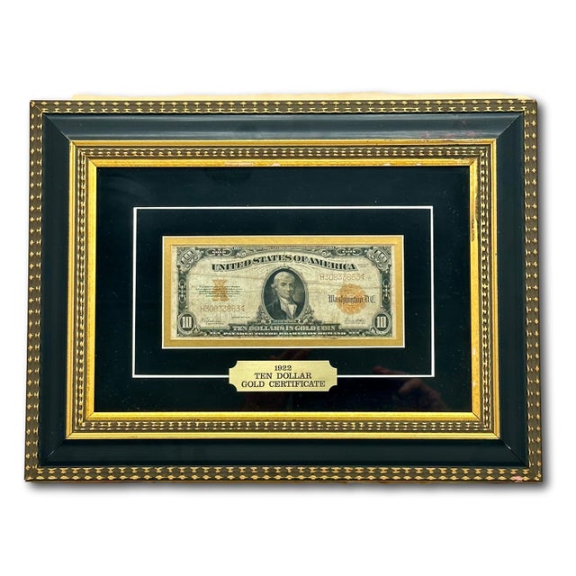 Authentic Beautifully Museum Framed 1922 United States Currency $10 Dollar Bill - Gold Certificate For Sale - Image 14 of 17