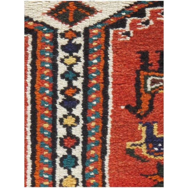 Vintage Red Qashgai Pictorial Hand Woven Runner Rug 3'3 X 12'2 For Sale - Image 9 of 11