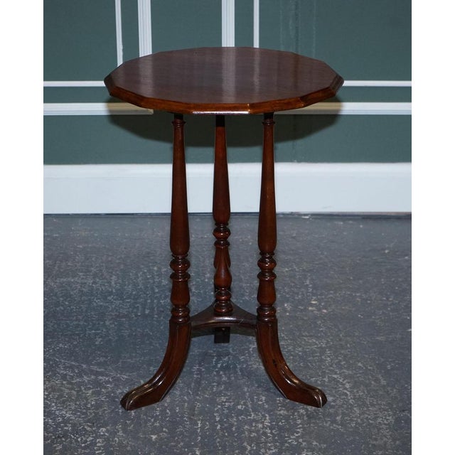 Hexagon Side Table in Hardwood with Curved Spade Feet For Sale - Image 3 of 16