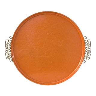1960s Large Kyes Moiré Orange Handled Tray For Sale