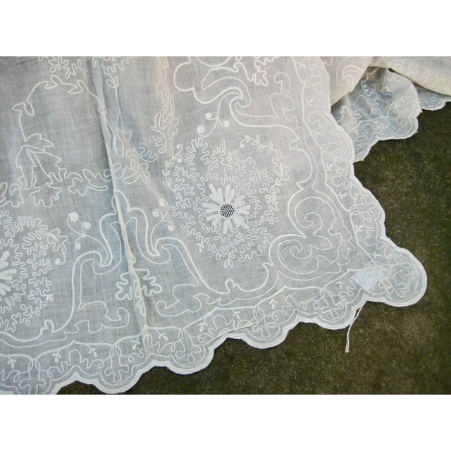Mid 19th Century Pair of French Embroidered in Fine Cotton Sheer Curtains Napoleon III For Sale - Image 12 of 15