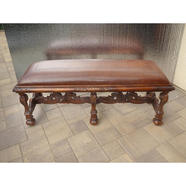 Gorgeous Bench in Great Vintage Condition. Solid and Firm. Please note that two corners of the wood trim had a slight...
