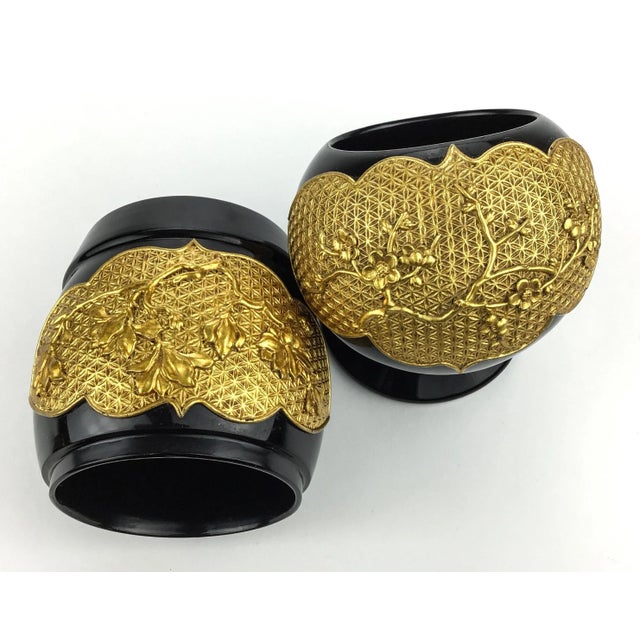 Black Black Lacquer & Gold Decorated Japanese Containers For Sale - Image 8 of 11