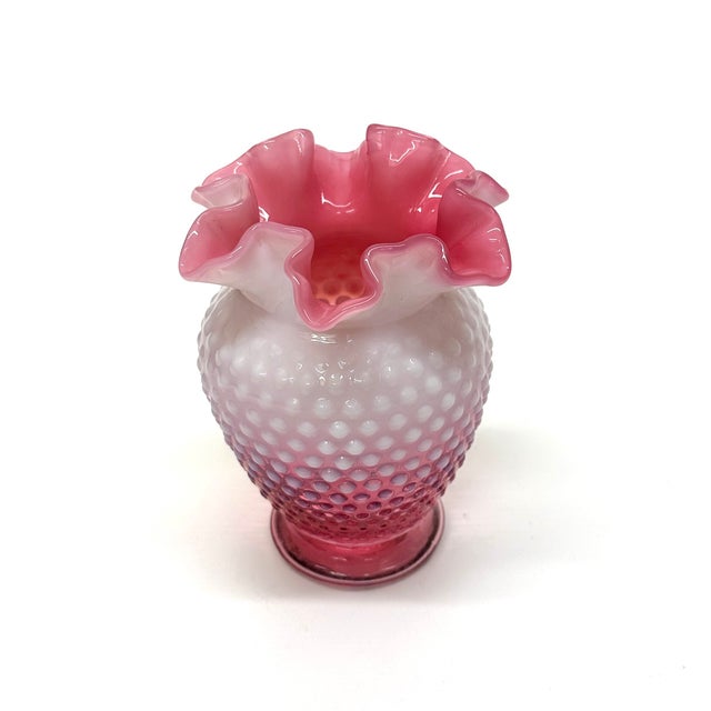 Vintage Mixed Pinks Ruffle-on-Ruffle Glass Vase Curation - Group of 5 For Sale - Image 9 of 12