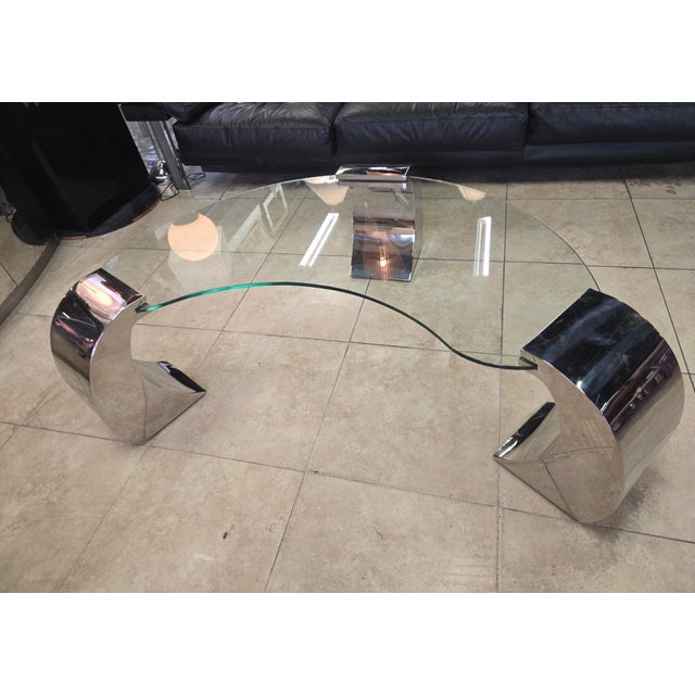 Mid-Century Modern VIntage Chrome and Glass Coffee Table by Karl Springer For Sale - Image 3 of 8